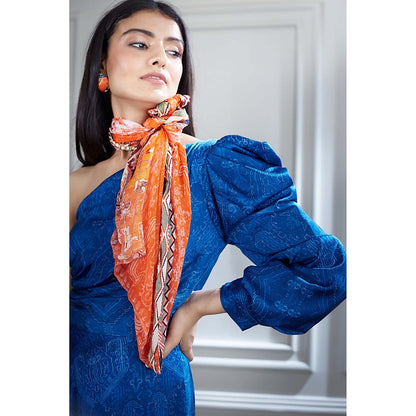 MANDIRA WIRK A Printed Dress With Cowel Detailing On Sleeve