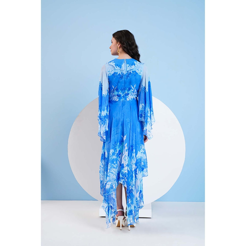 MANDIRA WIRK Blue Sapphire High Low Maxi Dress
