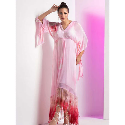 MANDIRA WIRK Champagne Blush Kimono Maxi Dress