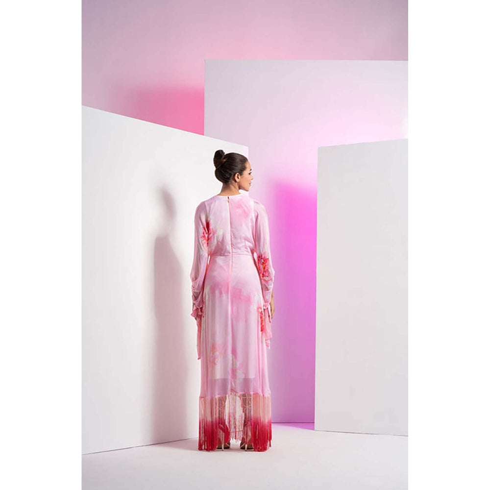MANDIRA WIRK Champagne Blush Kimono Maxi Dress