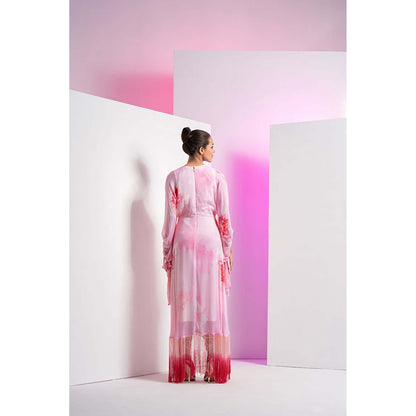 MANDIRA WIRK Champagne Blush Kimono Maxi Dress