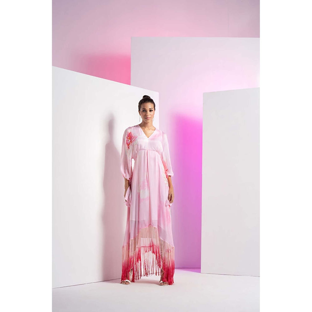 MANDIRA WIRK Champagne Blush Kimono Maxi Dress
