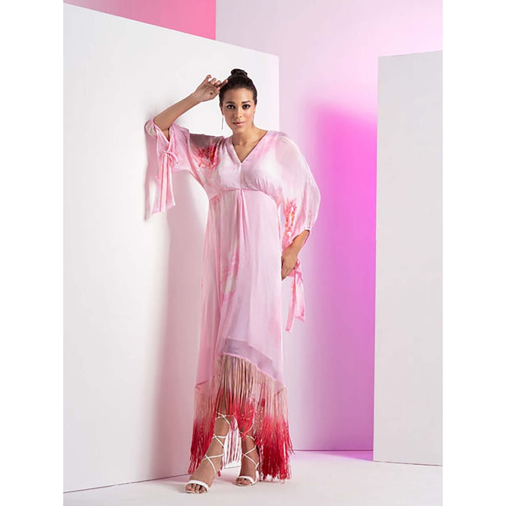MANDIRA WIRK Champagne Blush Kimono Maxi Dress