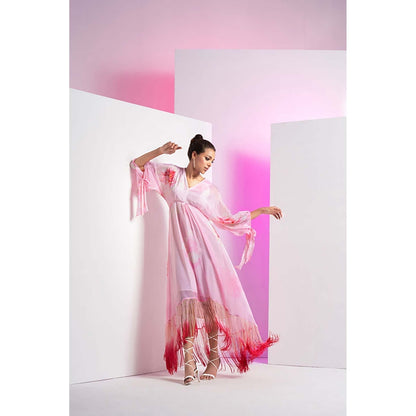 MANDIRA WIRK Champagne Blush Kimono Maxi Dress
