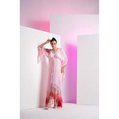 MANDIRA WIRK Champagne Blush Kimono Maxi Dress