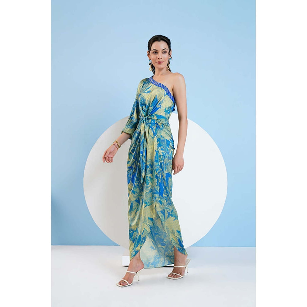 MANDIRA WIRK Gold Foil Botanical Foliage Dress