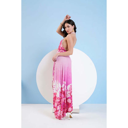 MANDIRA WIRK Jersey Maxi Dress With Plunging Neckline