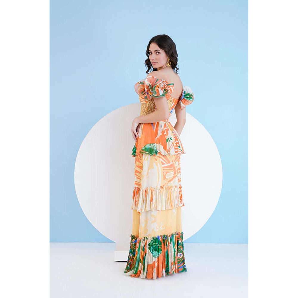 MANDIRA WIRK Mysterious Tropic Tiered Maxi Dress
