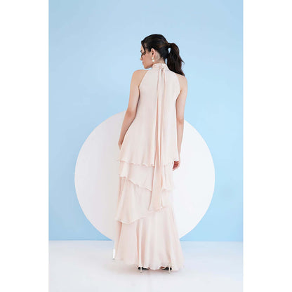 MANDIRA WIRK Nude Tiered Maxi Dress