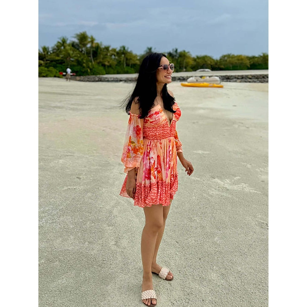 MANDIRA WIRK Orange Pastoral Mist Mushroom Mini Dress