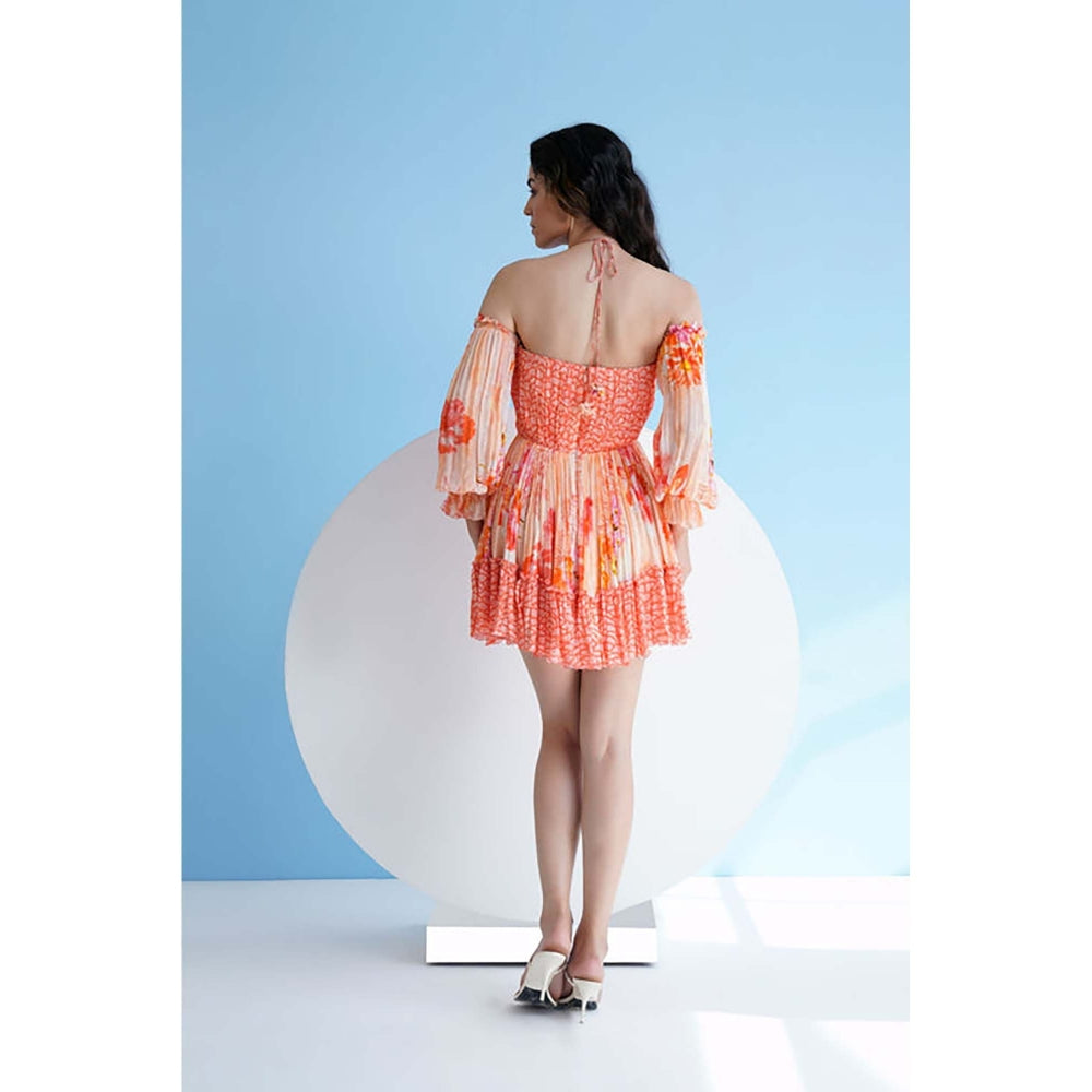 MANDIRA WIRK Orange Pastoral Mist Mushroom Mini Dress