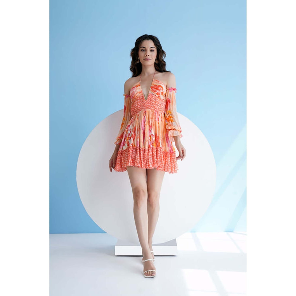 MANDIRA WIRK Orange Pastoral Mist Mushroom Mini Dress