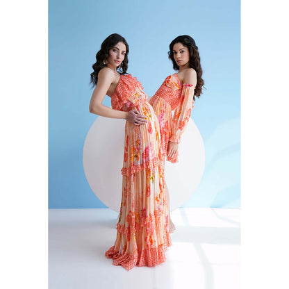 MANDIRA WIRK Orange Pastoral Mist Mushroom Mini Dress