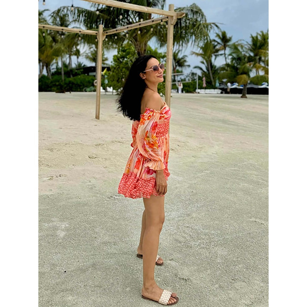MANDIRA WIRK Orange Pastoral Mist Mushroom Mini Dress