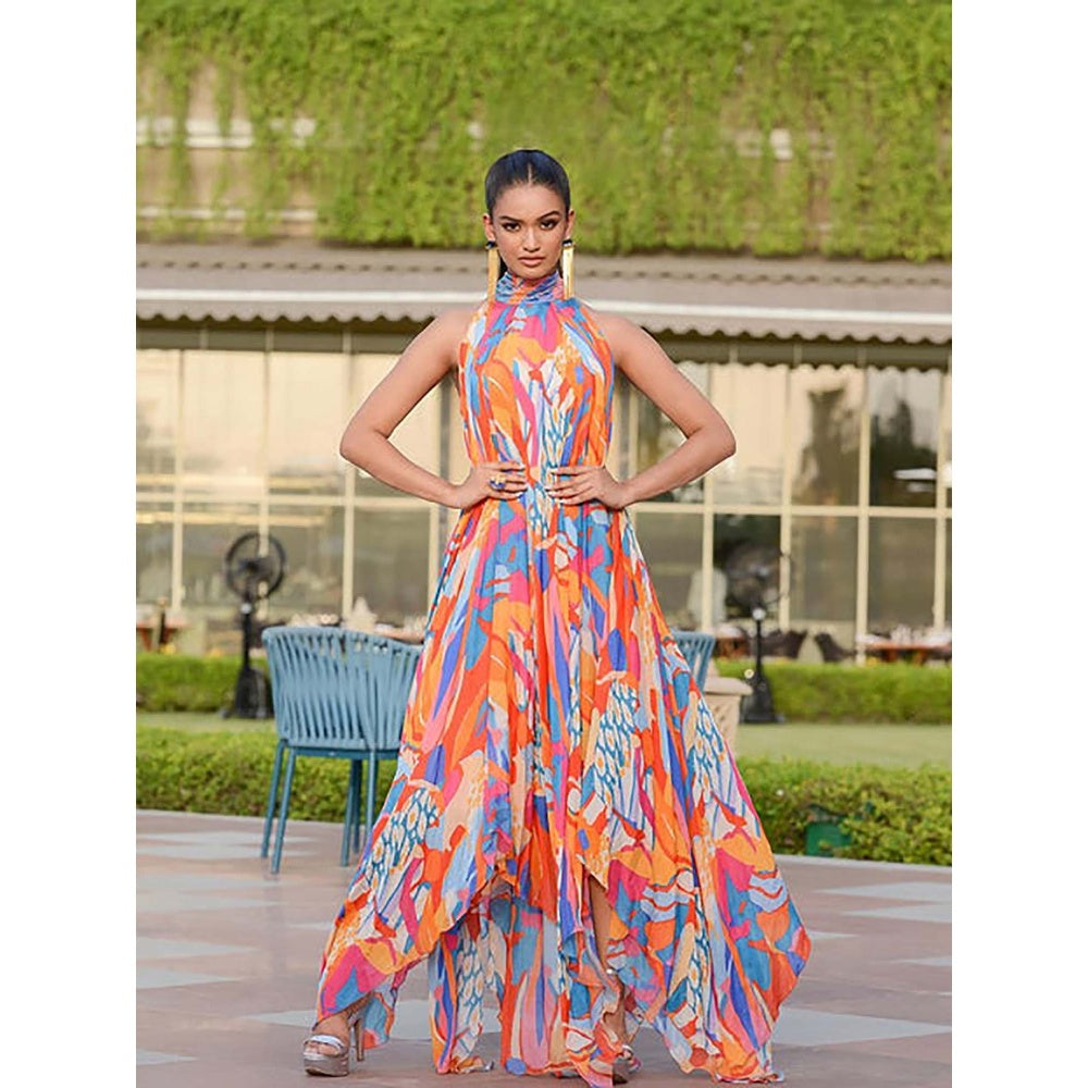 MANDIRA WIRK Pragnya Ayyagari - Pop Abstract High-Low Maxi Dress