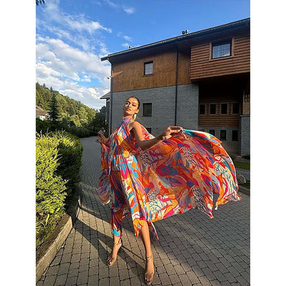 MANDIRA WIRK Pragnya Ayyagari - Pop Abstract High-Low Maxi Dress