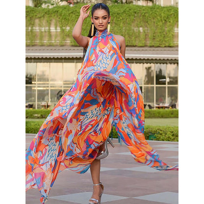 MANDIRA WIRK Pragnya Ayyagari - Pop Abstract High-Low Maxi Dress