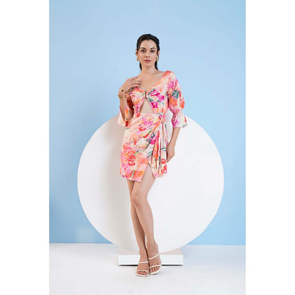 MANDIRA WIRK Printed Short Dress With Buckle Detailing