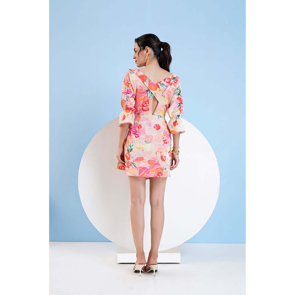 MANDIRA WIRK Printed Short Dress With Buckle Detailing