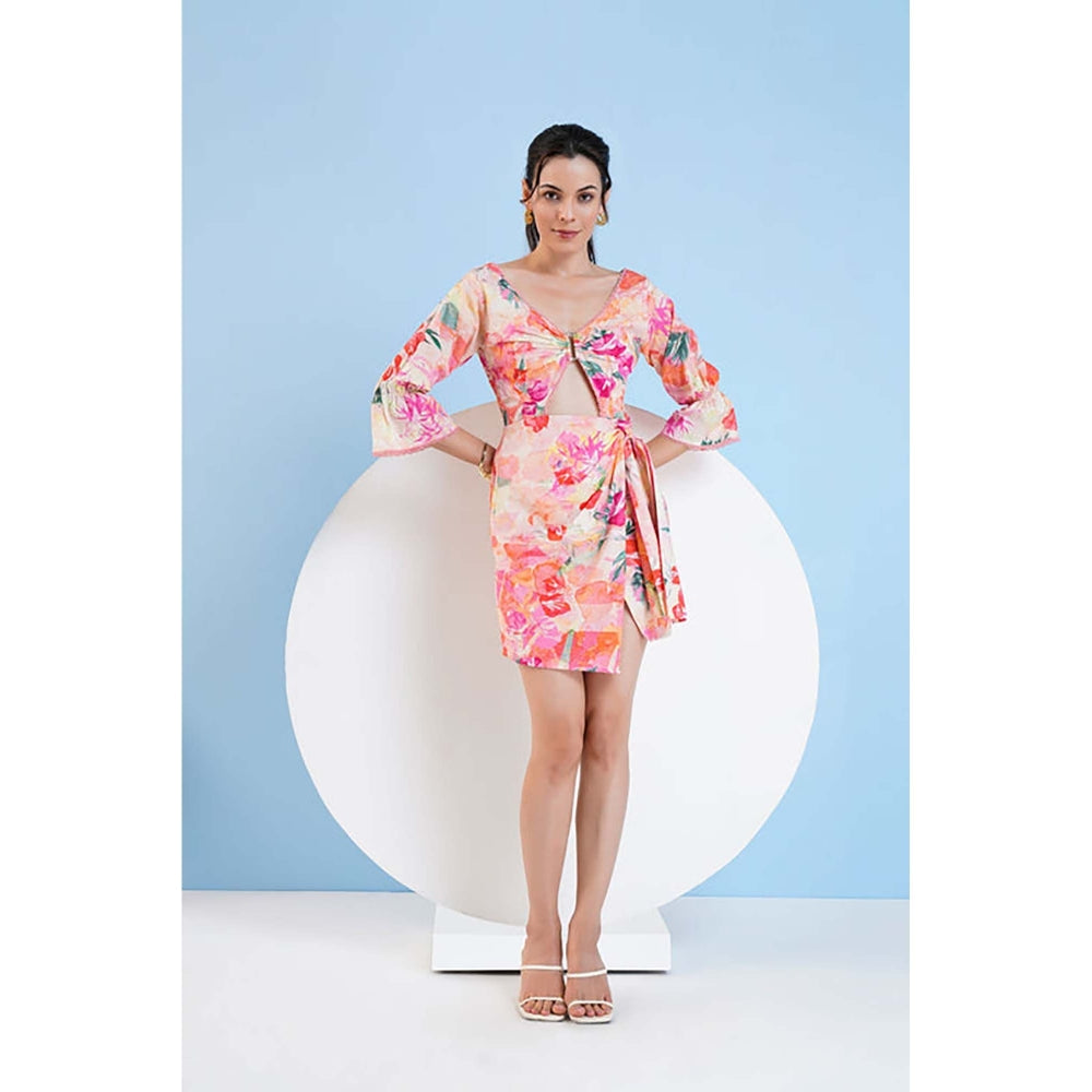 MANDIRA WIRK Printed Short Dress With Buckle Detailing