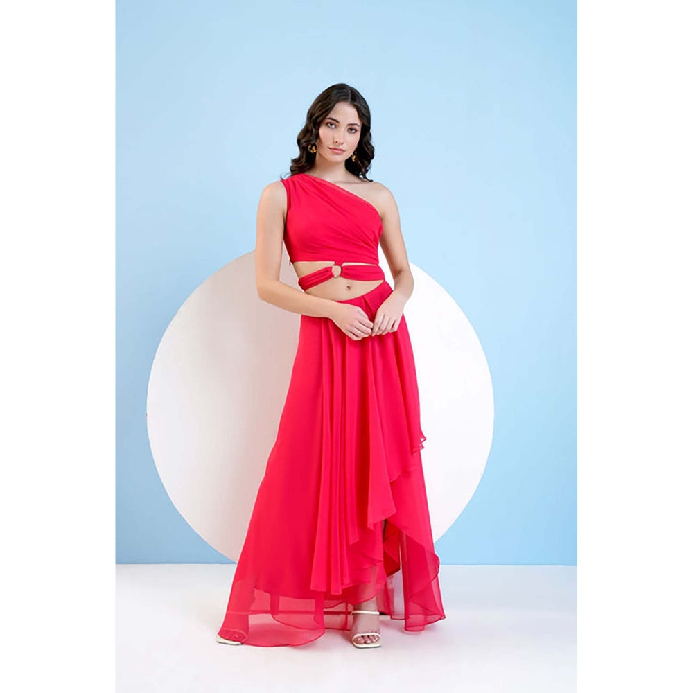 MANDIRA WIRK Swarovski Red Asymmetric Dress
