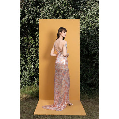 MANDIRA WIRK Willow Sequins One Shoulder Slit Dress