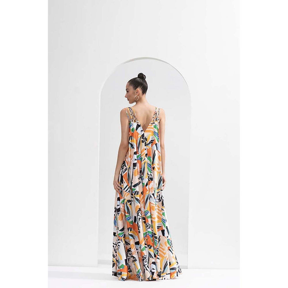 MANDIRA WIRK Yellow Abstract Printed Long Dress