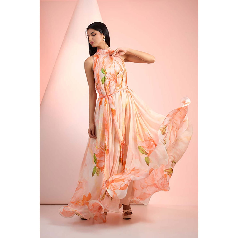MANDIRA WIRK Orange Twist Closet Dress