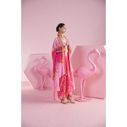 MANDIRA WIRK Blossom Cluster Draped Skirt Set