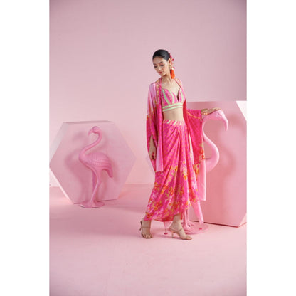 MANDIRA WIRK Blossom Cluster Draped Skirt Set