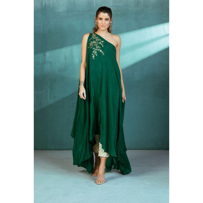 MANDIRA WIRK Emerald Green Crepe Kaftan Pant Set