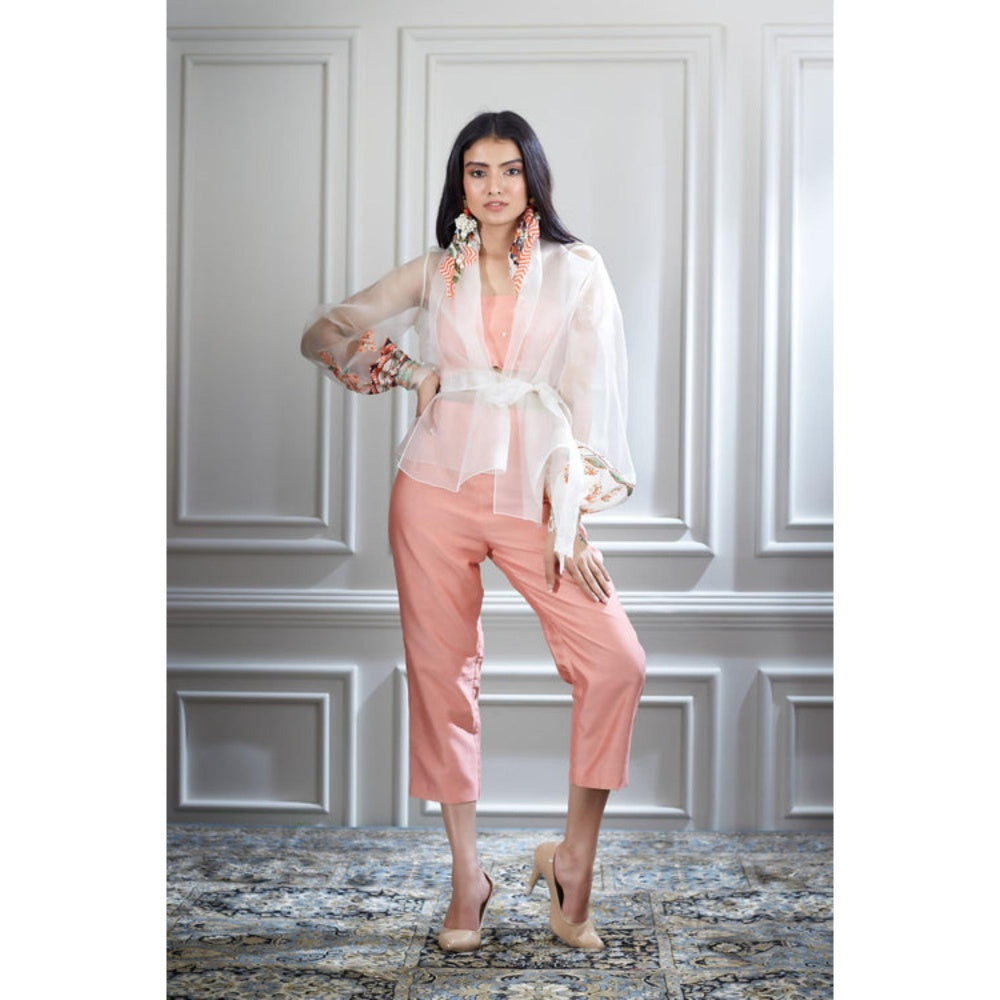 MANDIRA WIRK Soft Organza Jacket With A Bustier And A Crop Pants