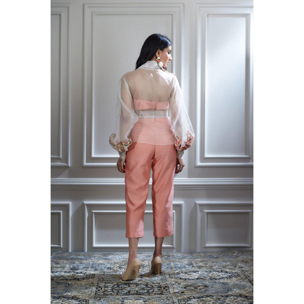 MANDIRA WIRK Soft Organza Jacket With A Bustier And A Crop Pants