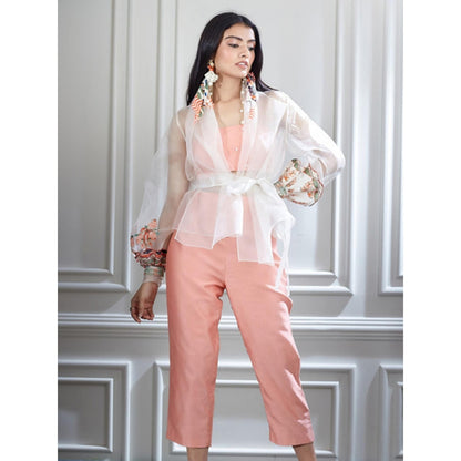 MANDIRA WIRK Soft Organza Jacket With A Bustier And A Crop Pants