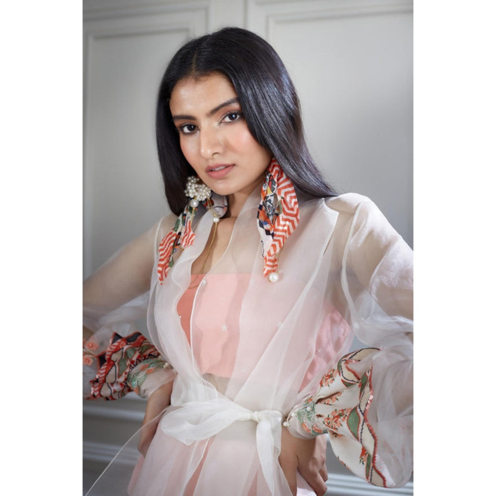 MANDIRA WIRK Soft Organza Jacket With A Bustier And A Crop Pants