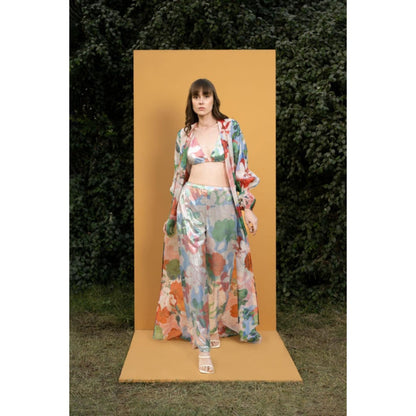 MANDIRA WIRK Hibiscus Sequins Bustier And Pants Set