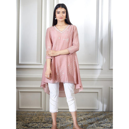 MANDIRA WIRK Dusty Pink Aari Embroidered Tunic Set