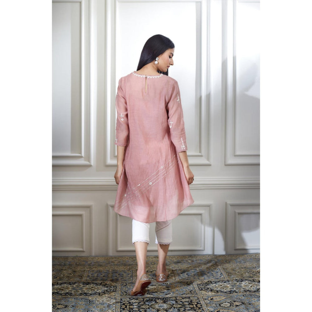 MANDIRA WIRK Dusty Pink Aari Embroidered Tunic Set