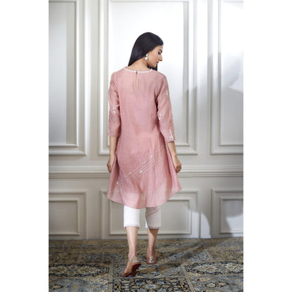 MANDIRA WIRK Dusty Pink Aari Embroidered Tunic Set