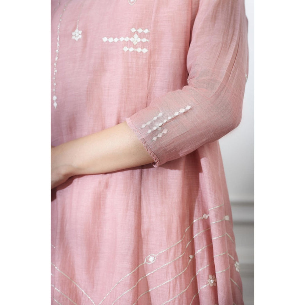 MANDIRA WIRK Dusty Pink Aari Embroidered Tunic Set