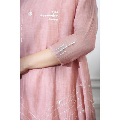 MANDIRA WIRK Dusty Pink Aari Embroidered Tunic Set