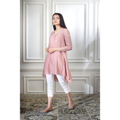 MANDIRA WIRK Dusty Pink Aari Embroidered Tunic Set