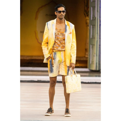MANDIRA WIRK Strokes Linen Resort Jacket And Shorts