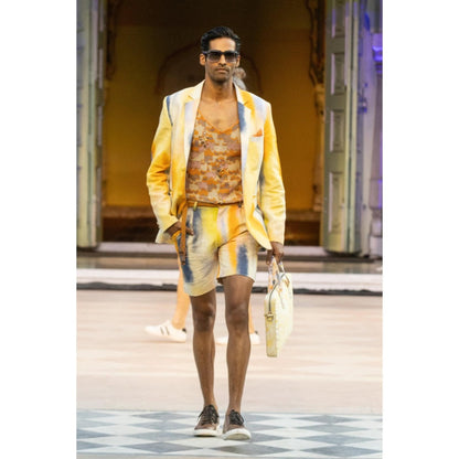 MANDIRA WIRK Strokes Linen Resort Jacket And Shorts