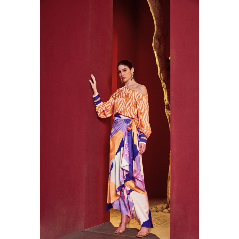 MANDIRA WIRK Orange Eucalyptus Top And Skirt