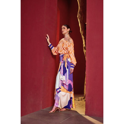 MANDIRA WIRK Orange Eucalyptus Top And Skirt