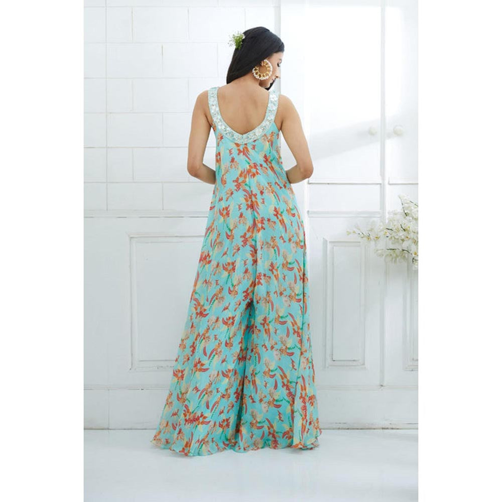 MANDIRA WIRK Blue Printed Jumpsuit