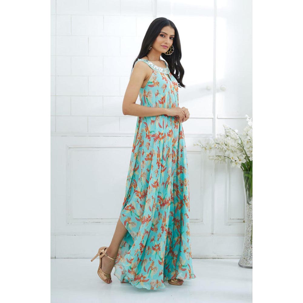 MANDIRA WIRK Blue Printed Jumpsuit