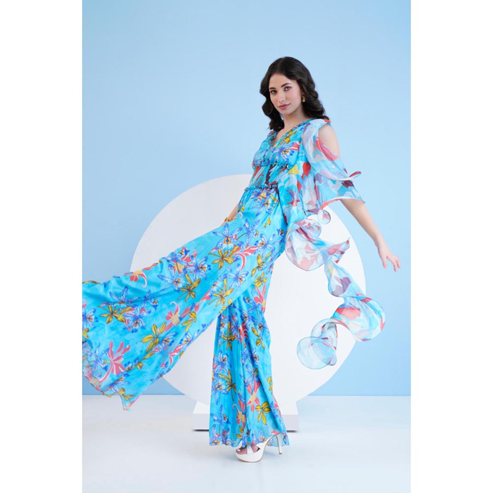 MANDIRA WIRK Teal Botanical Jumpsuit