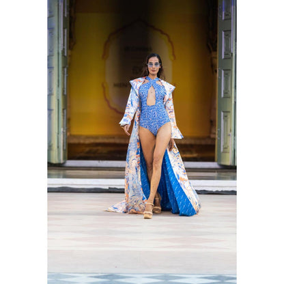 MANDIRA WIRK Blue Ocean Bodysuit with Cape